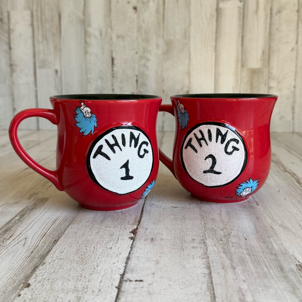 Dr. Seuss Thing 1 and Thing 2 Red Mugs
